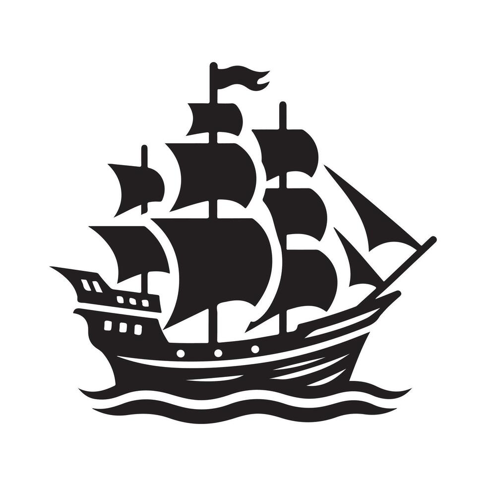 Galleon Silhouette Vectors Illustrations for Logos and Websites