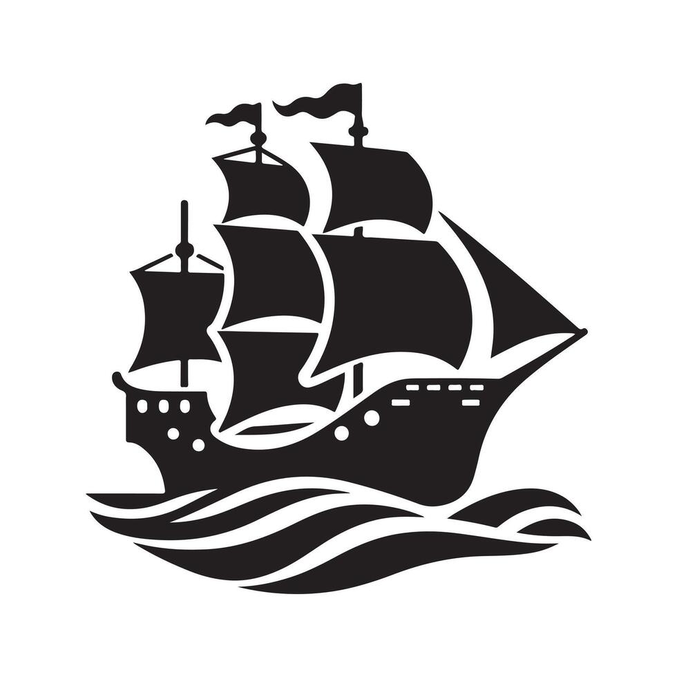 Elegant Galleon Silhouette Vectors for Historical Projects