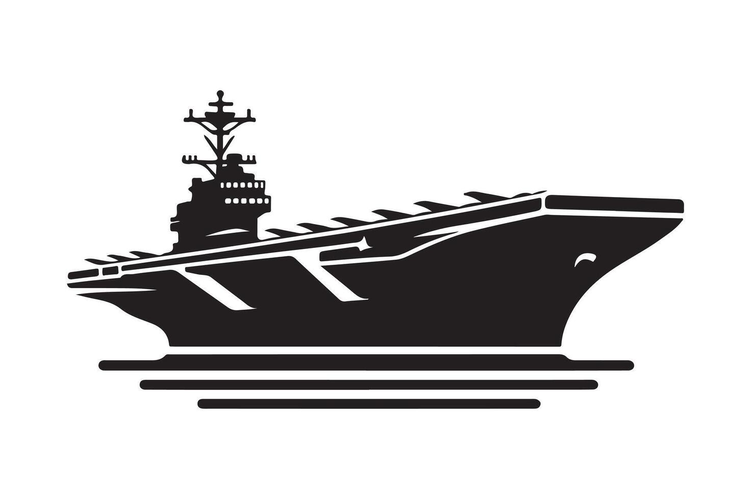 Artistic Aircraft Carrier Silhouette Vectors Illustrations Collection