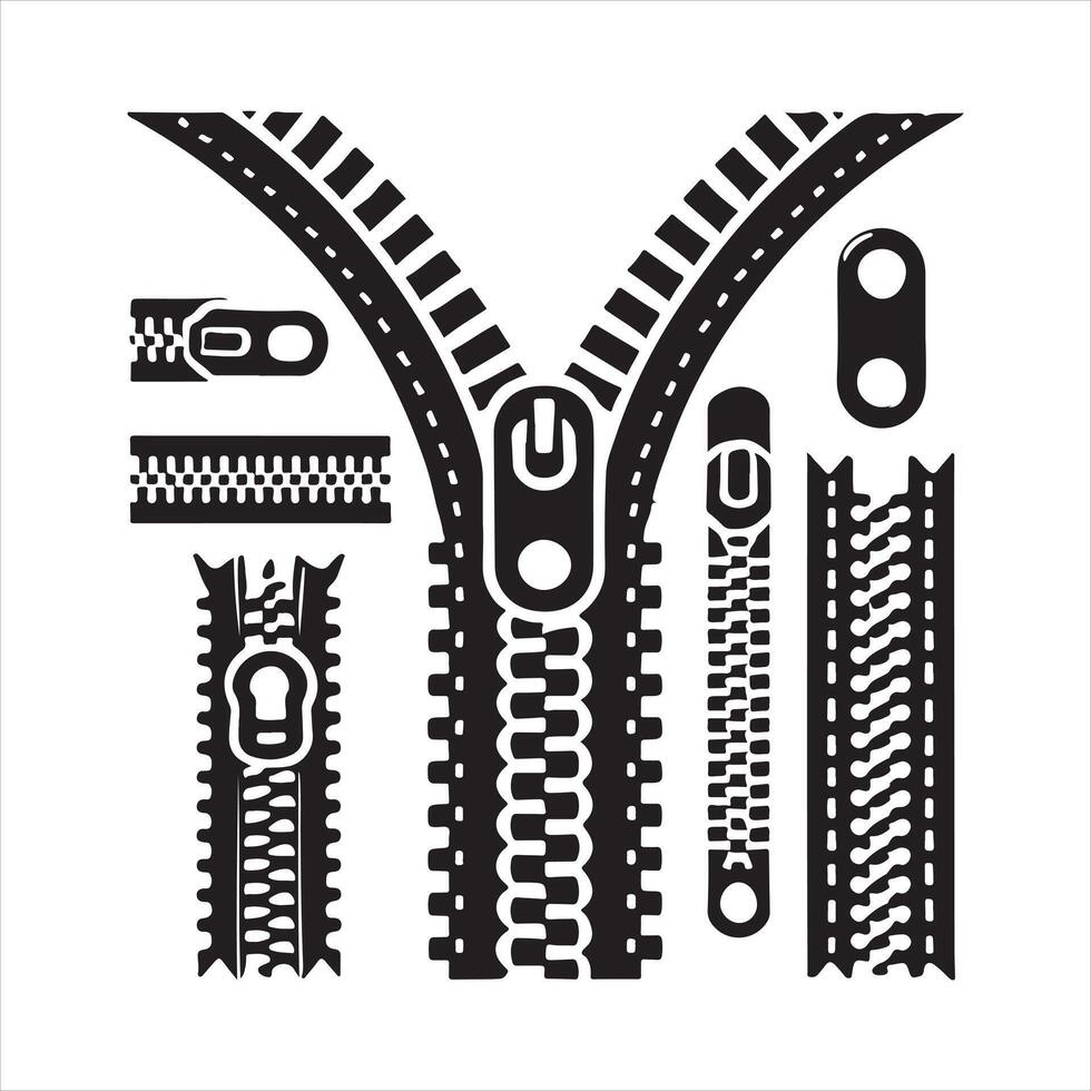 zipper silhouette on white background vector