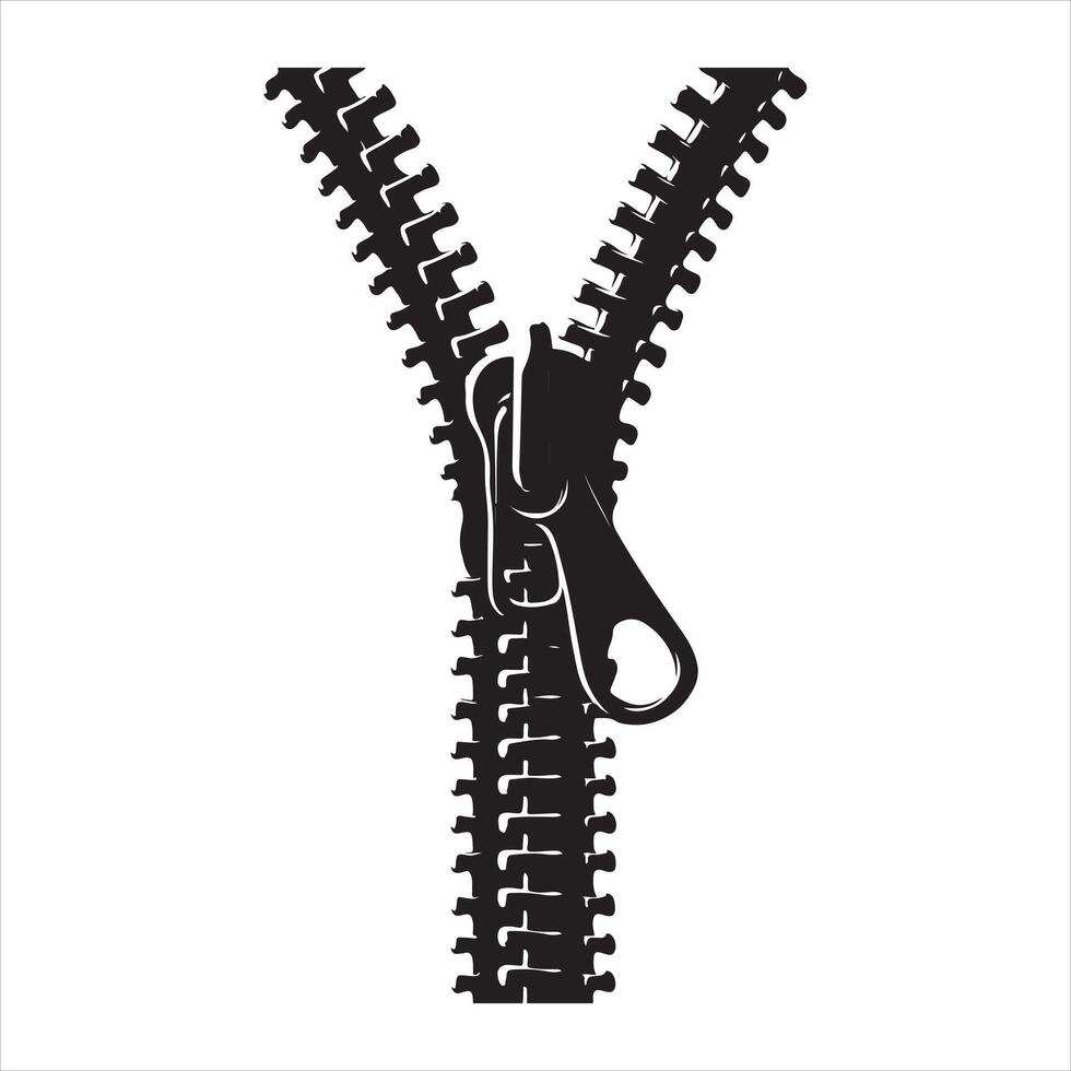 zipper black silhouette on white background vector