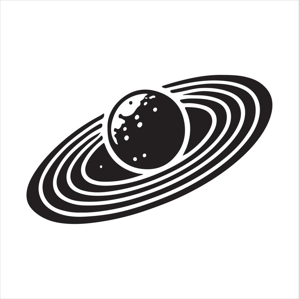 Solar system black silhouette on white background vector