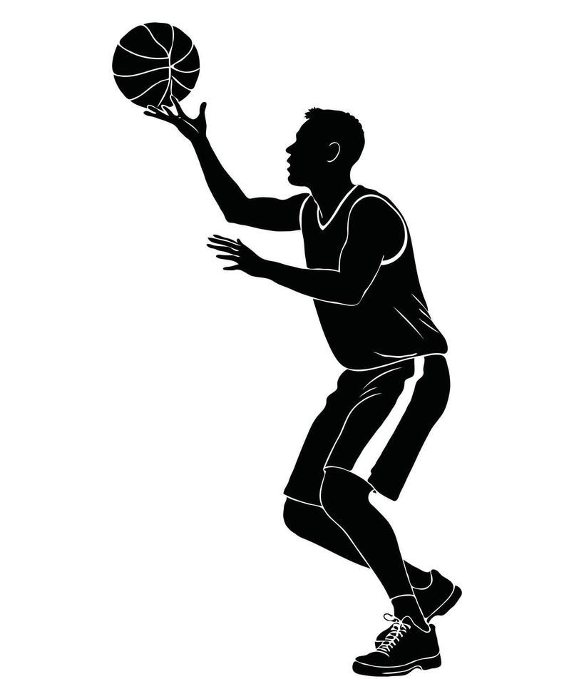 playing basket ball silhouette on white background vector