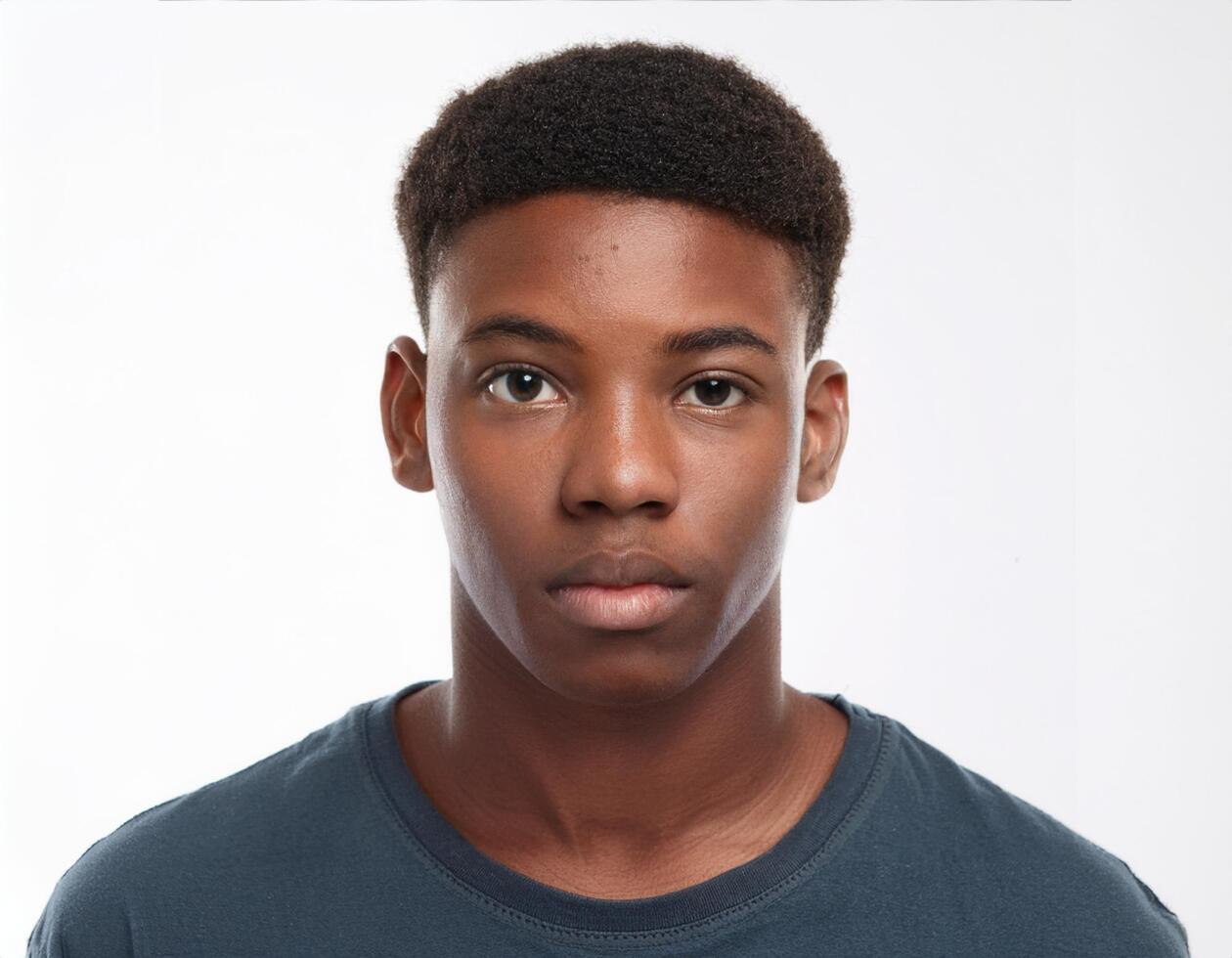 Portrait of African Teenager with Long Braids and Expression on White Background photo