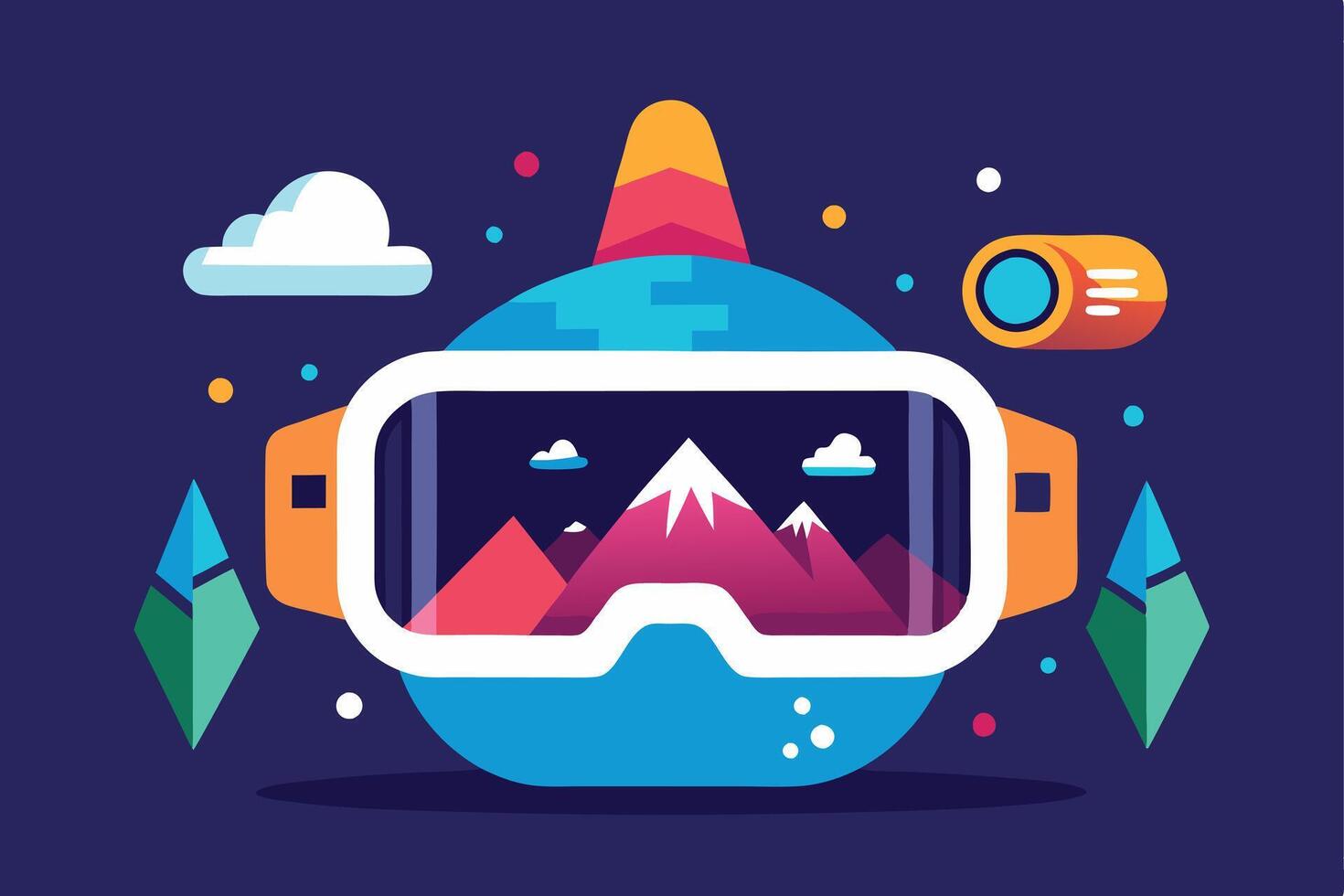Virtual Reality Ski Goggles Mountain View Immersive Experience vector