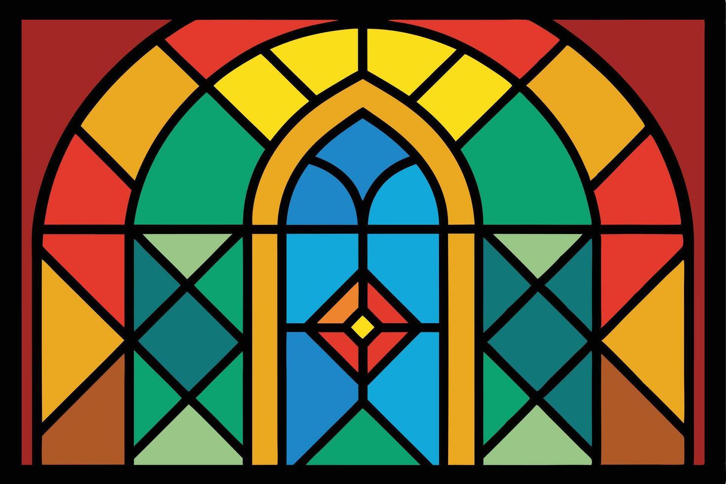 Colorful Abstract Geometric Stained Glass Window Design vector