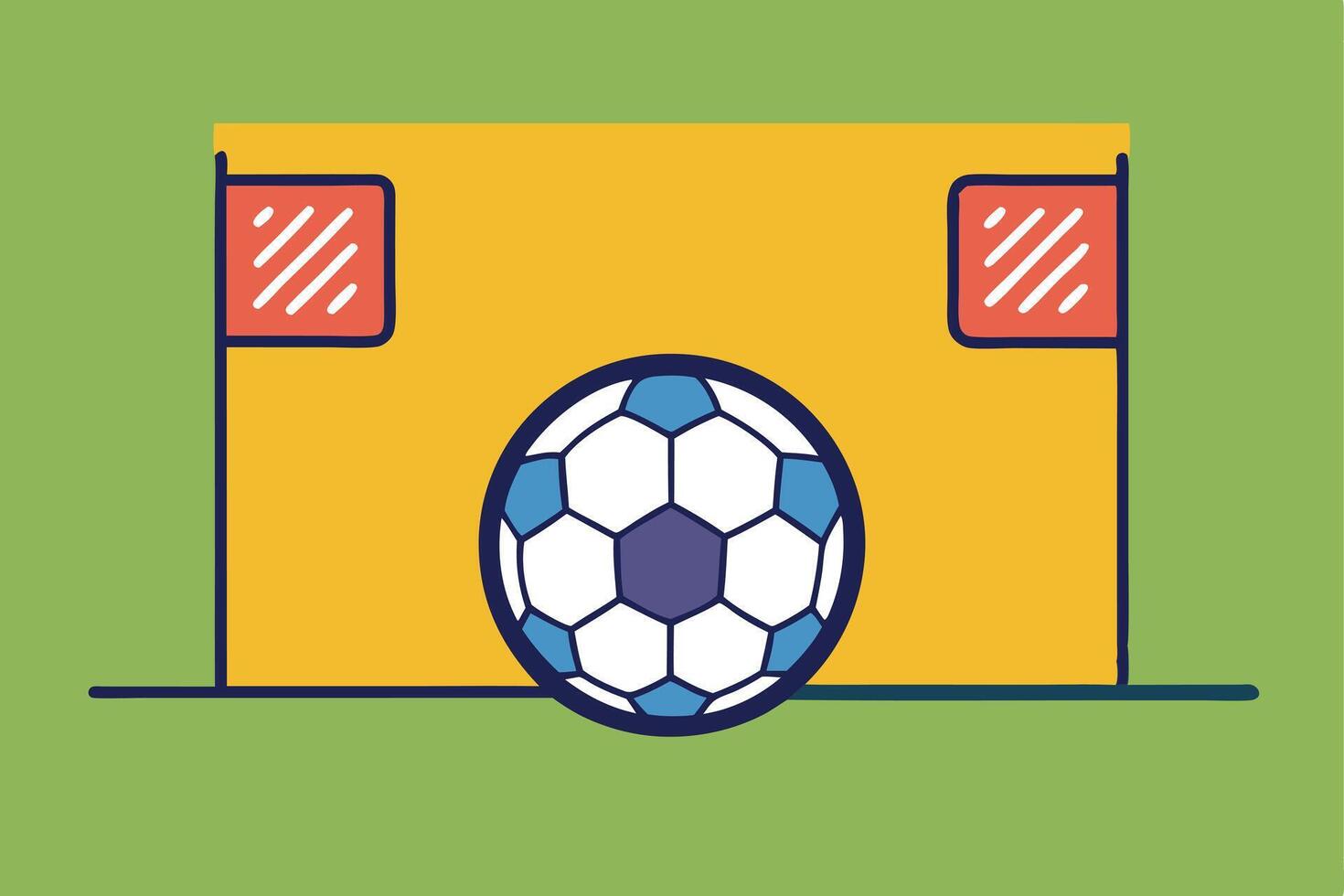 Soccer Goal Graphic Design Ball, Net, Flags, Field vector