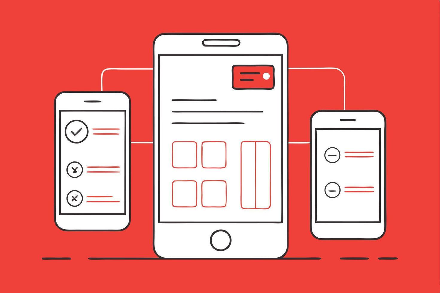 Mobile Application UI Design Checklist, Forms, and Data Synchronization vector