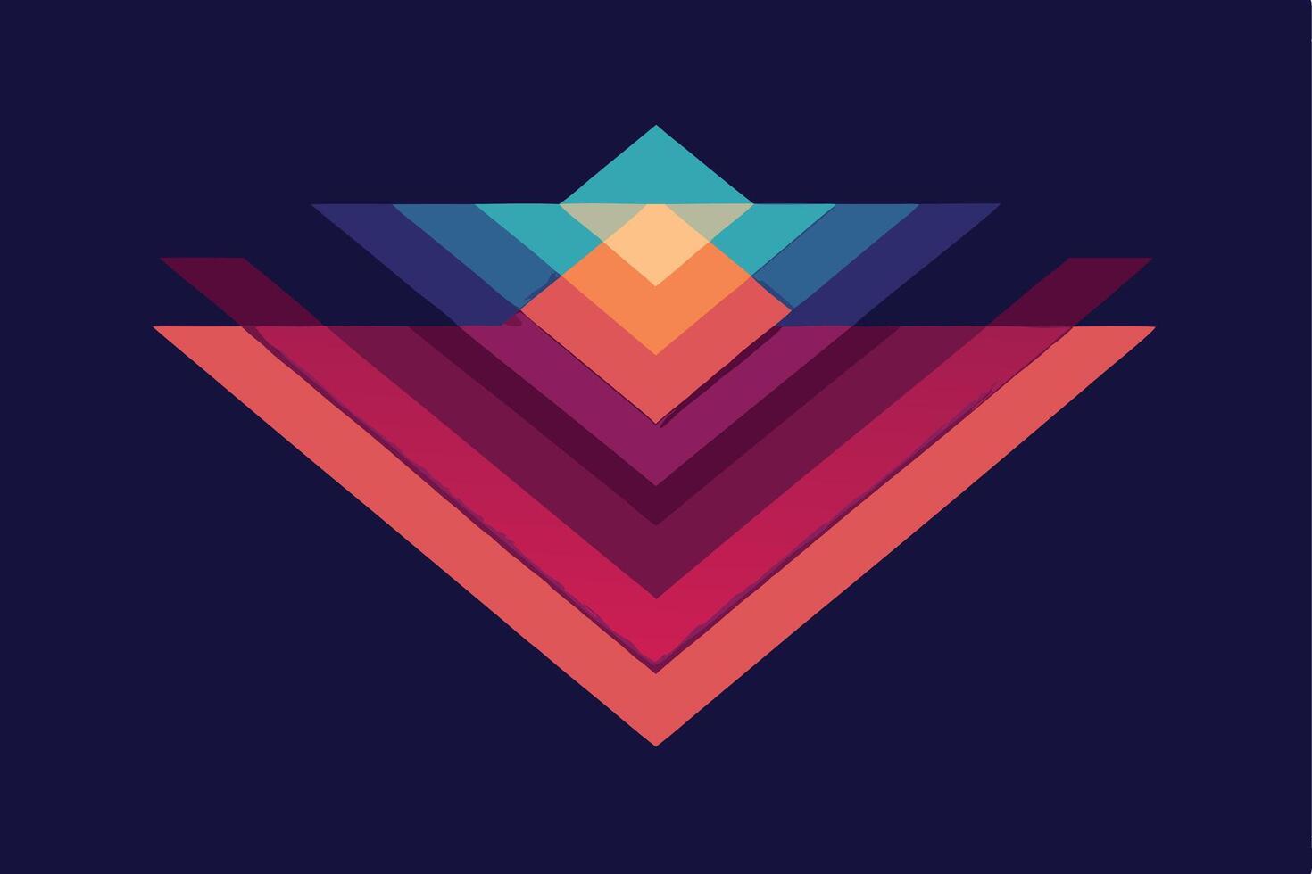 Abstract Geometric Design Colorful Triangles, Layers, Pattern vector