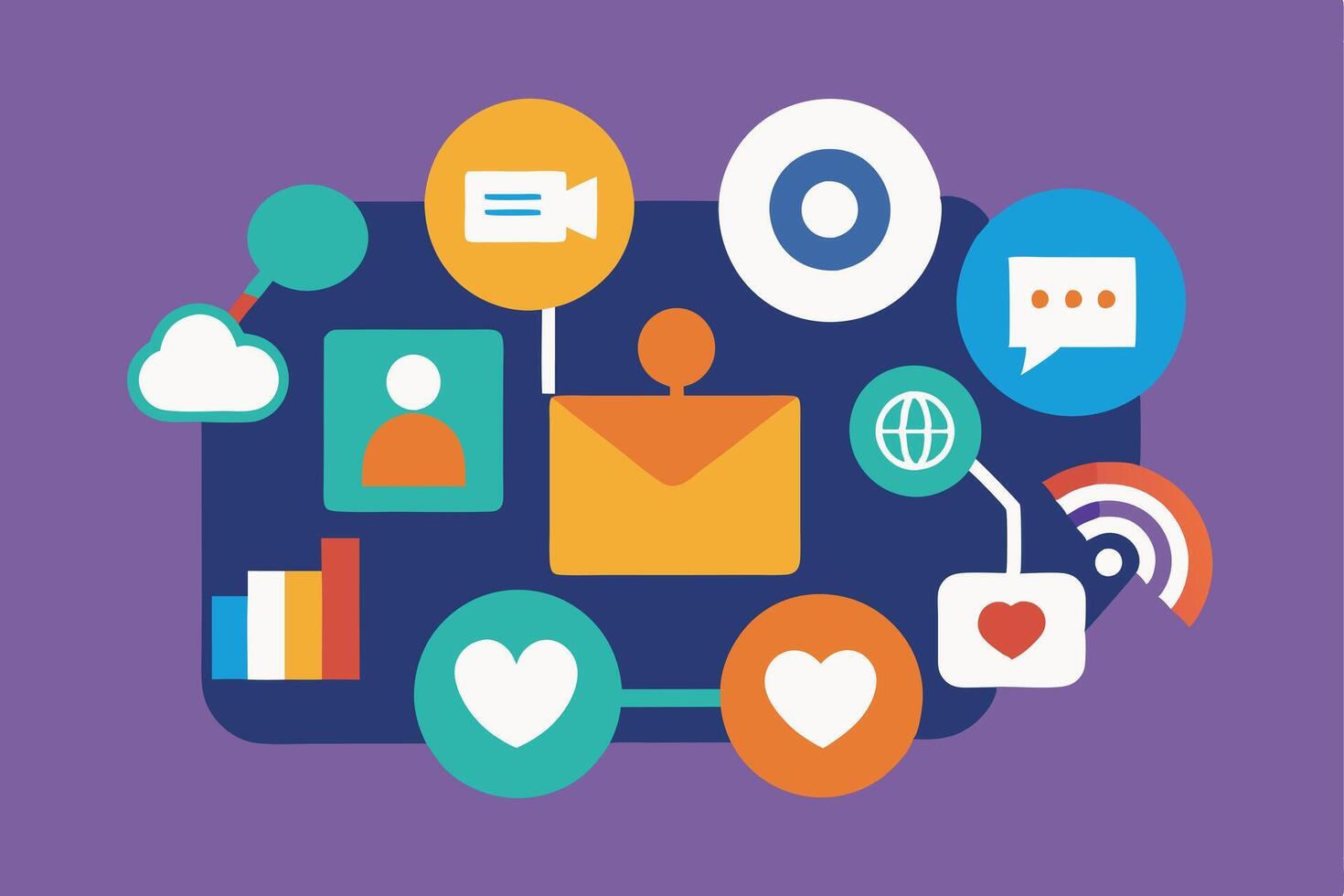 Digital Communication, Social Media, Network, Engagement, Global Connection vector