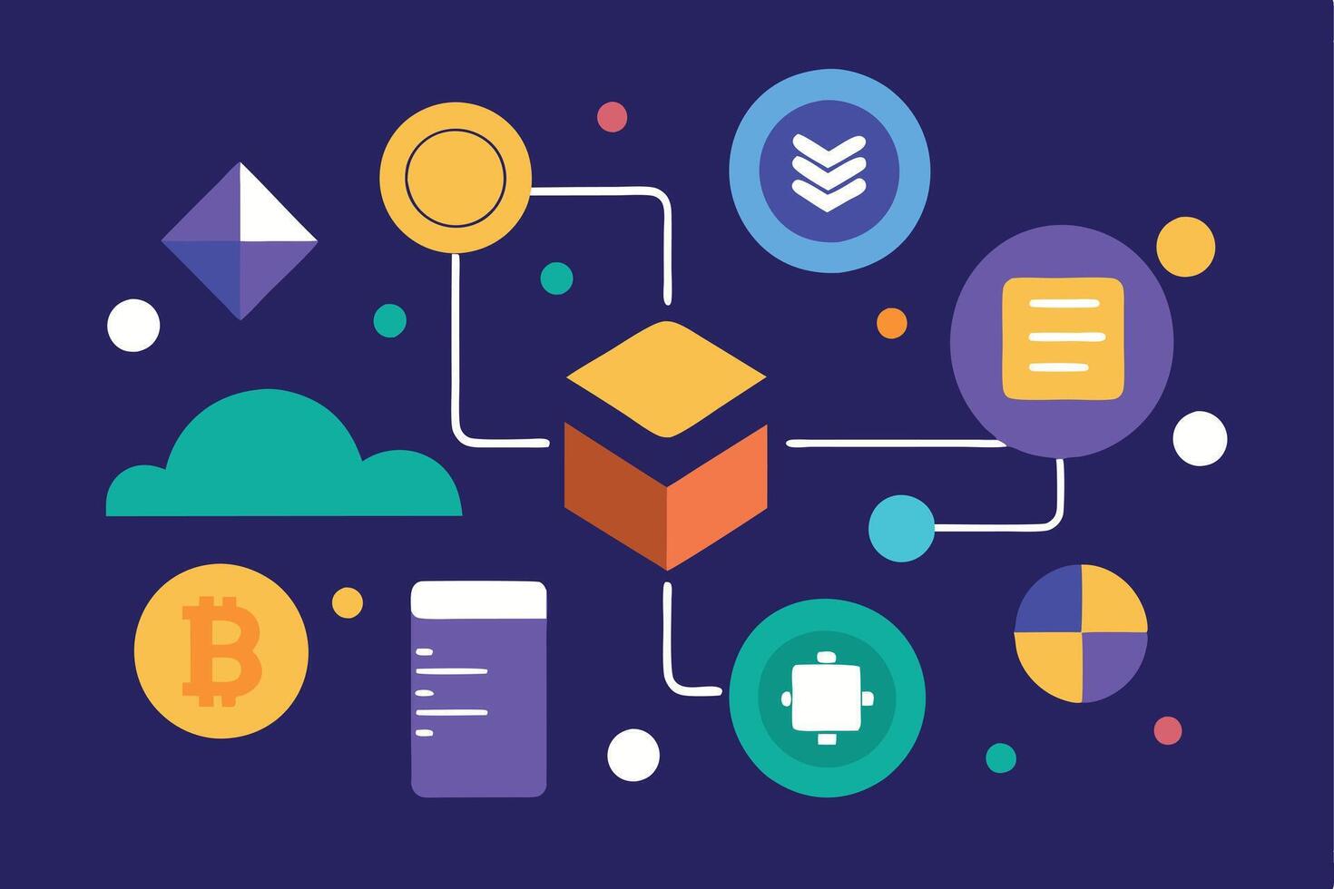 blockchain tecnología descentralizado cripto red sistema arquitectura vector