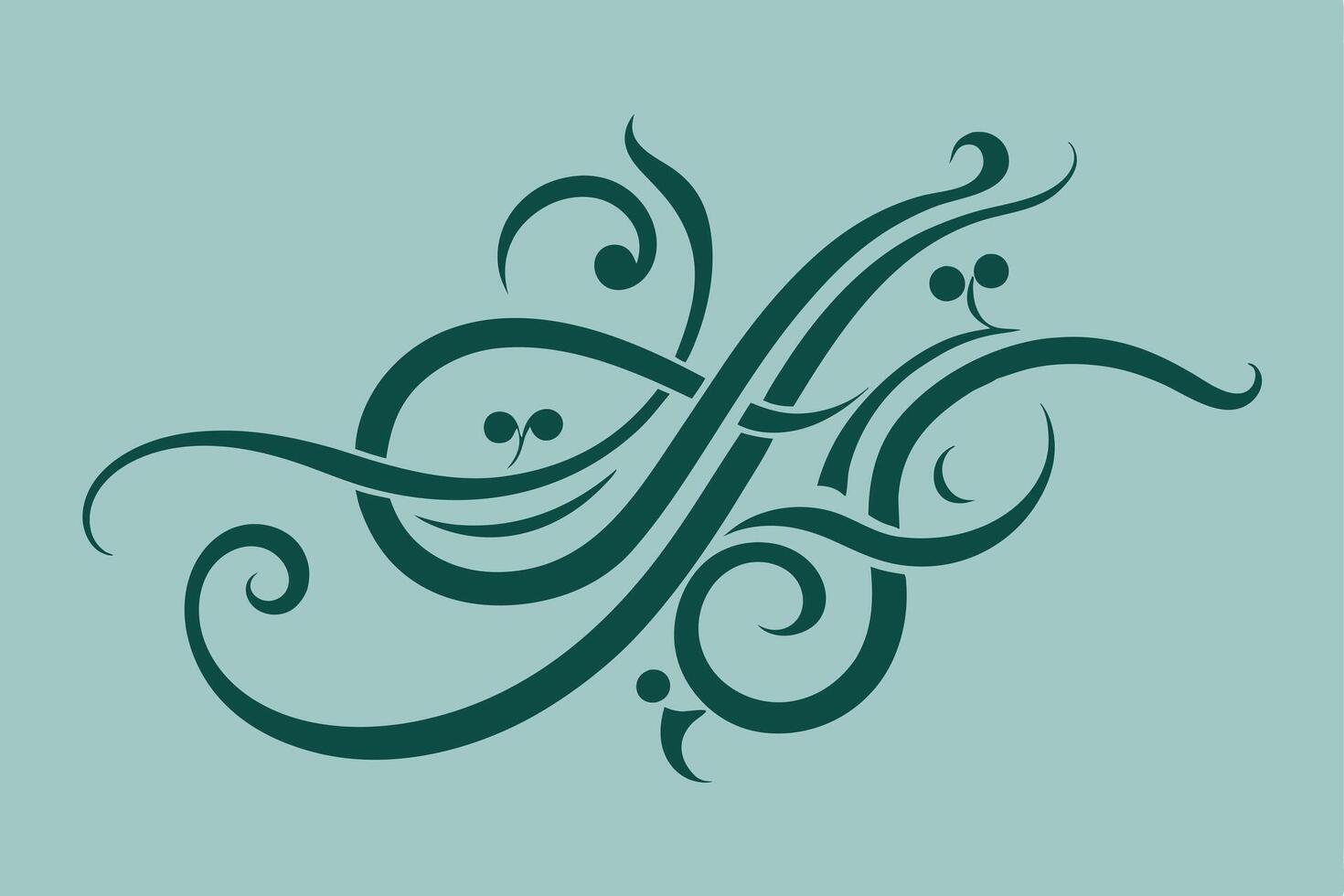 Elegant Teal Swirls Abstract Floral Design, Ornate Pattern vector