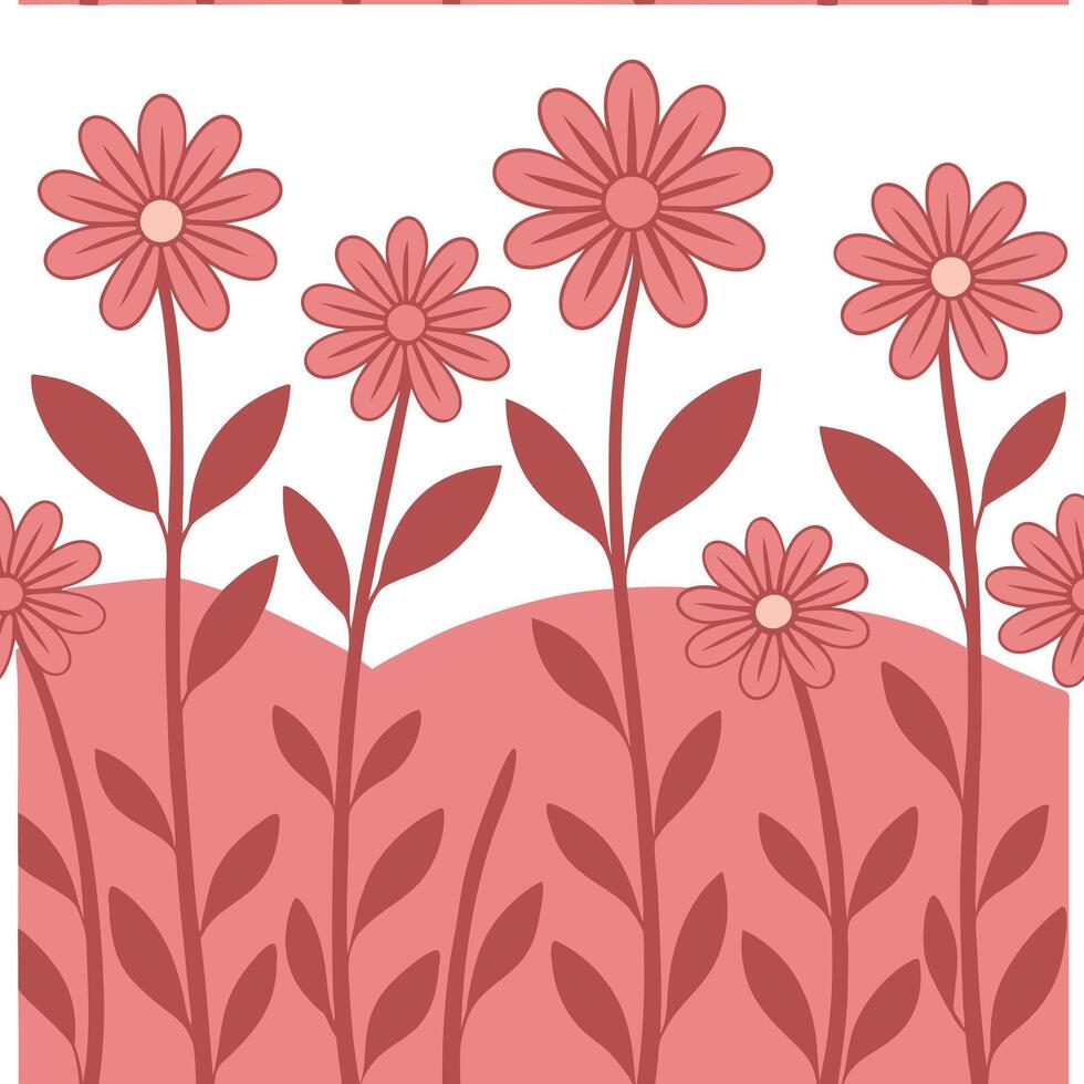 Pink Floral Border Design Elegant Flower Meadow Illustration vector