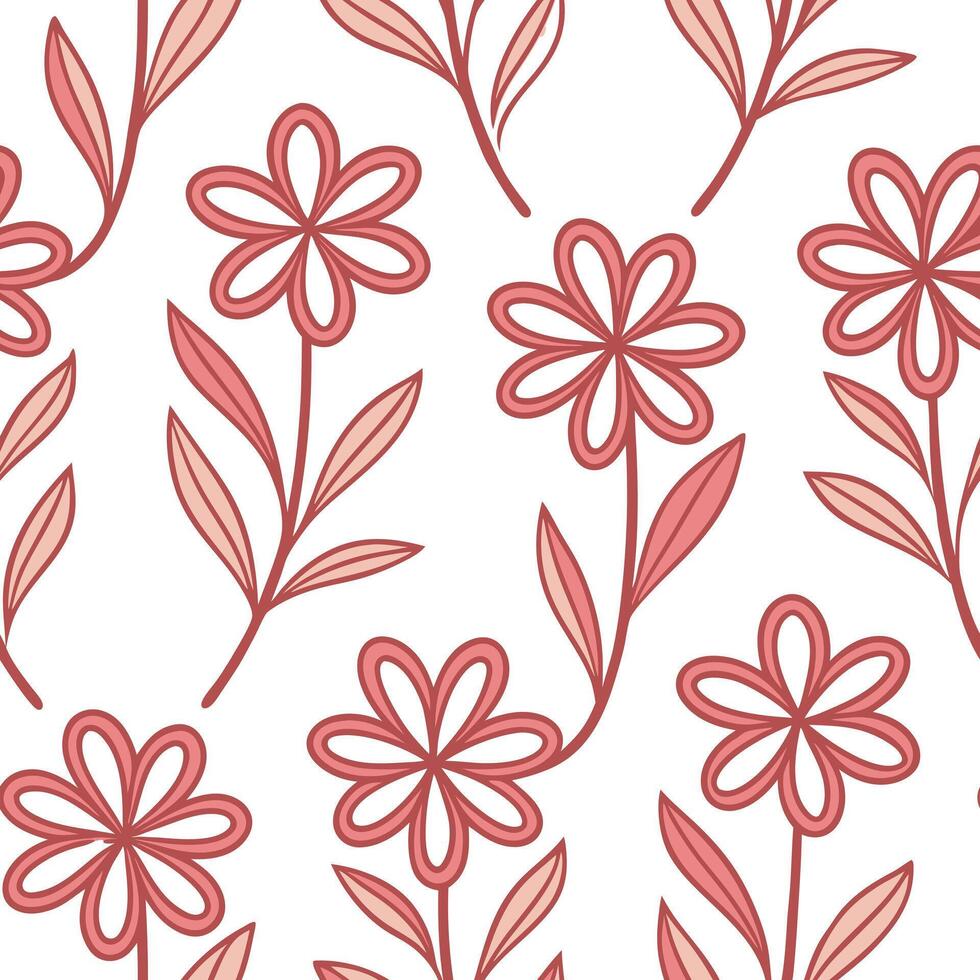 Elegant Pink Floral Pattern Seamless Design Textile Print vector
