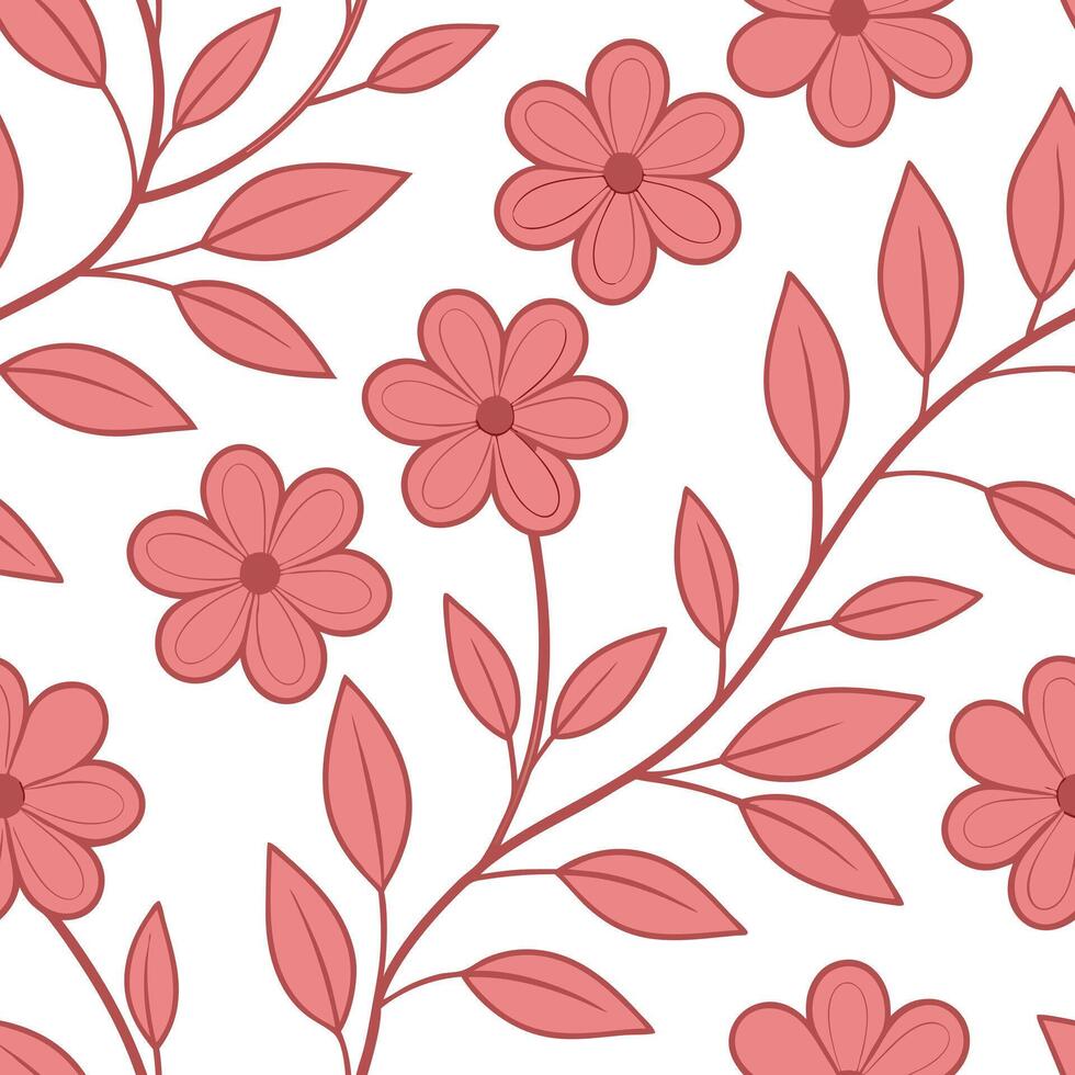 Pink Floral Branch Pattern Seamless Botanical Design vector