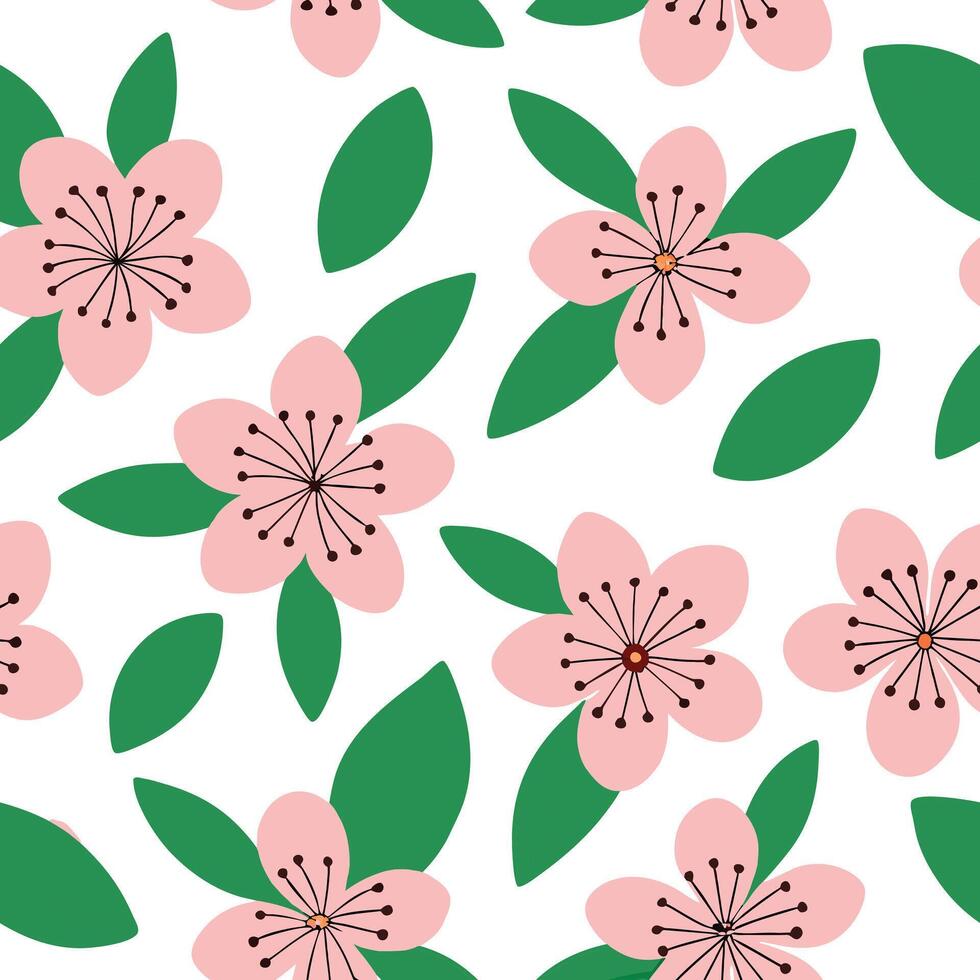 Pink Blossom Floral Pattern Seamless Design Background Texture vector