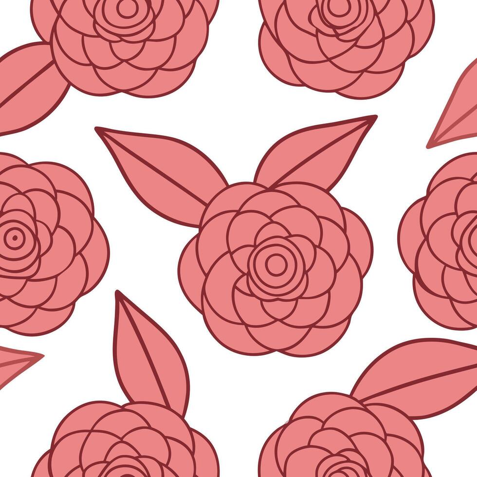 Pink Camellia Flower Pattern Seamless Floral Design vector