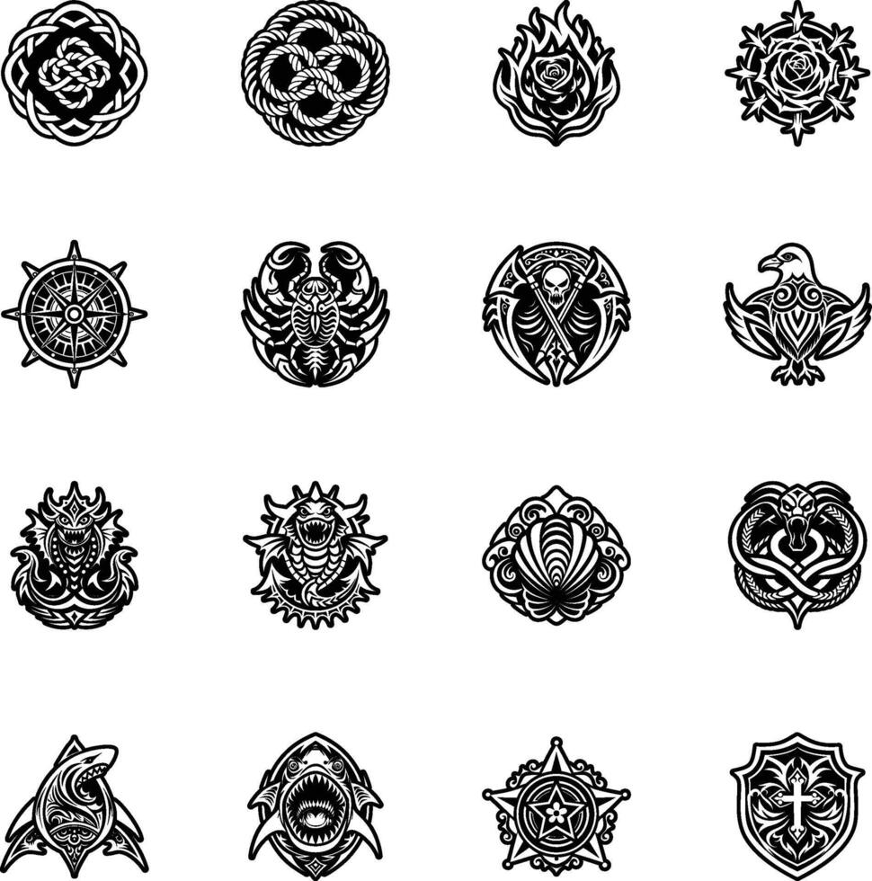 Glyph style icon of hunter bow tattoo vector