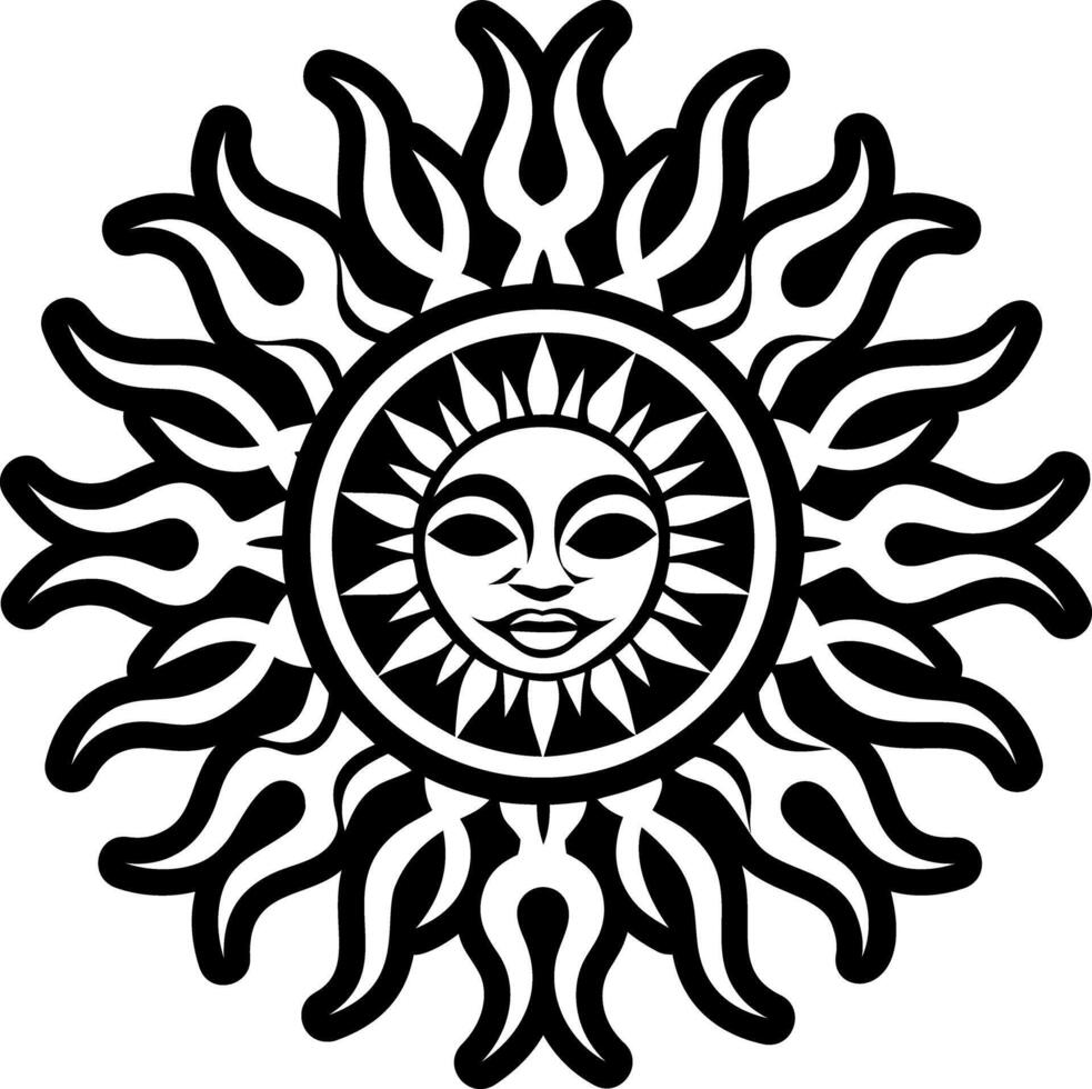 Sun tattoo icon in glyph style vector