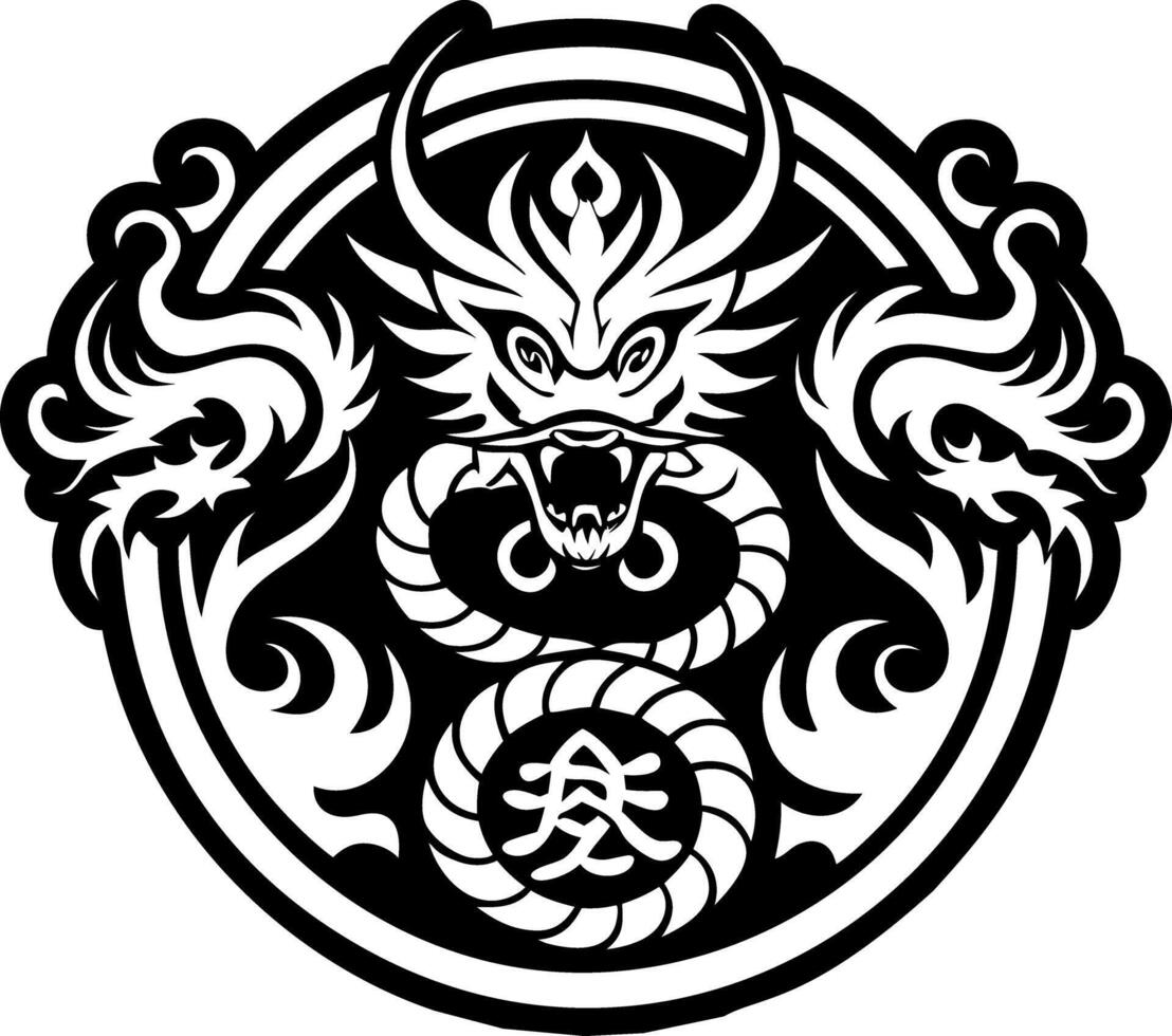 A filled style icon of japanese dragon symbol vector