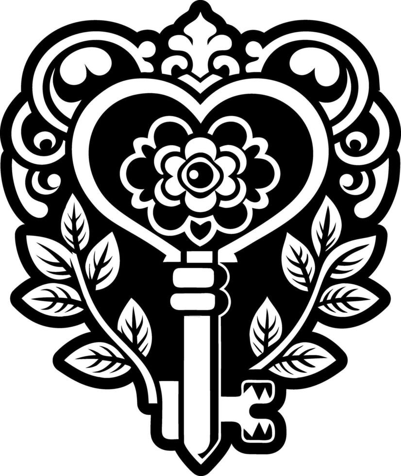 Glyph style icon of mystic key tattoo vector