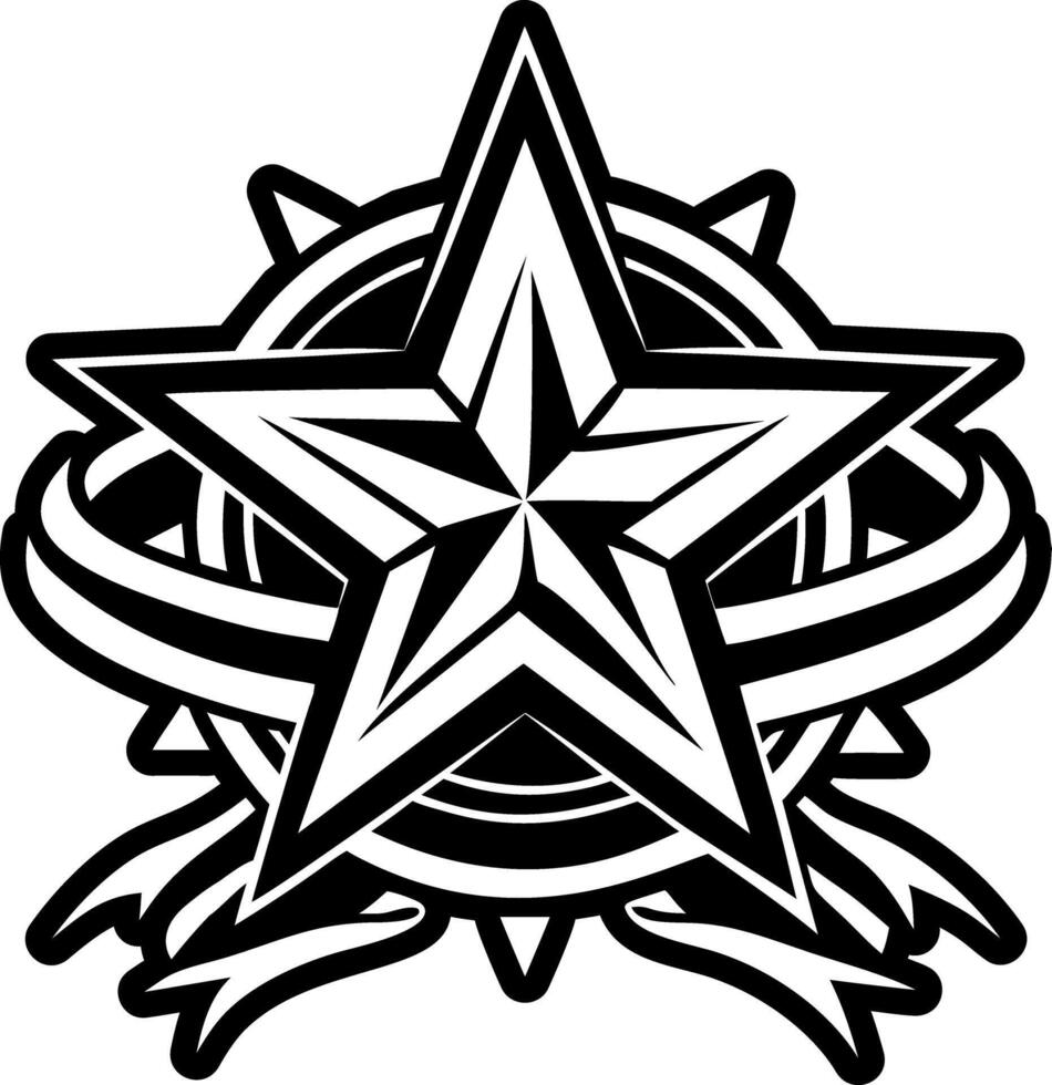 A solid style icon of star ribbon symbol vector