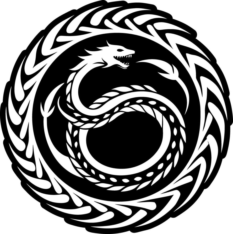 Ouroboros tattoo icon designed in solid style vector