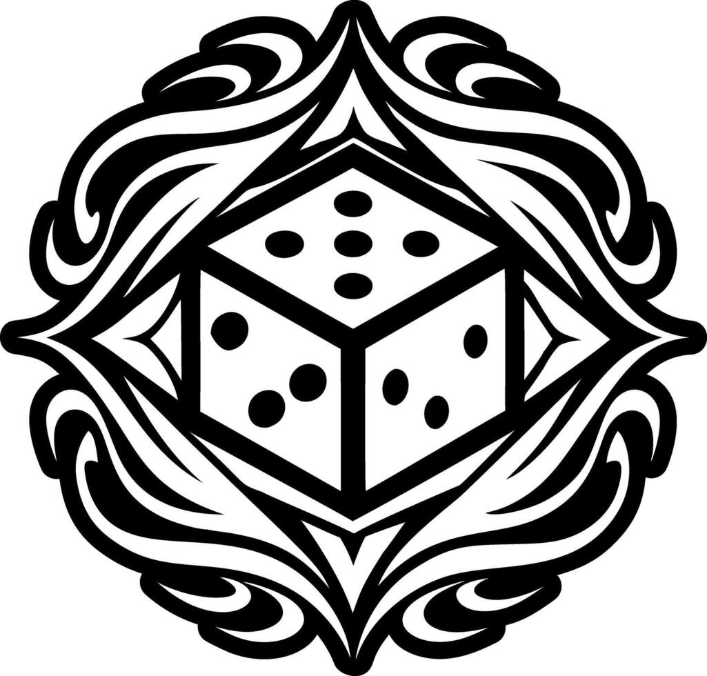 Glyph style icon of dice roll tattoo vector
