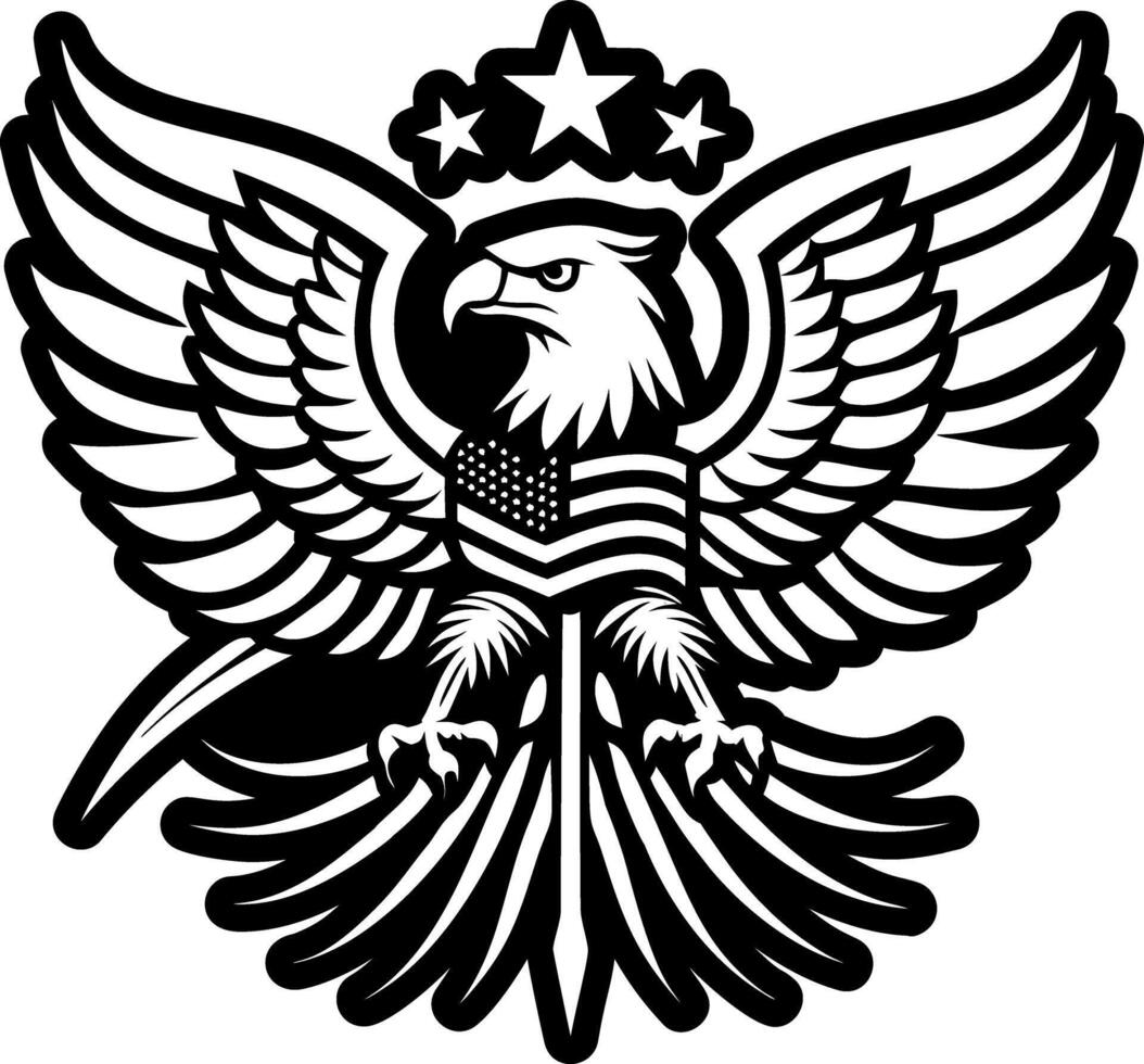 An icon of eagle flag in solid style vector