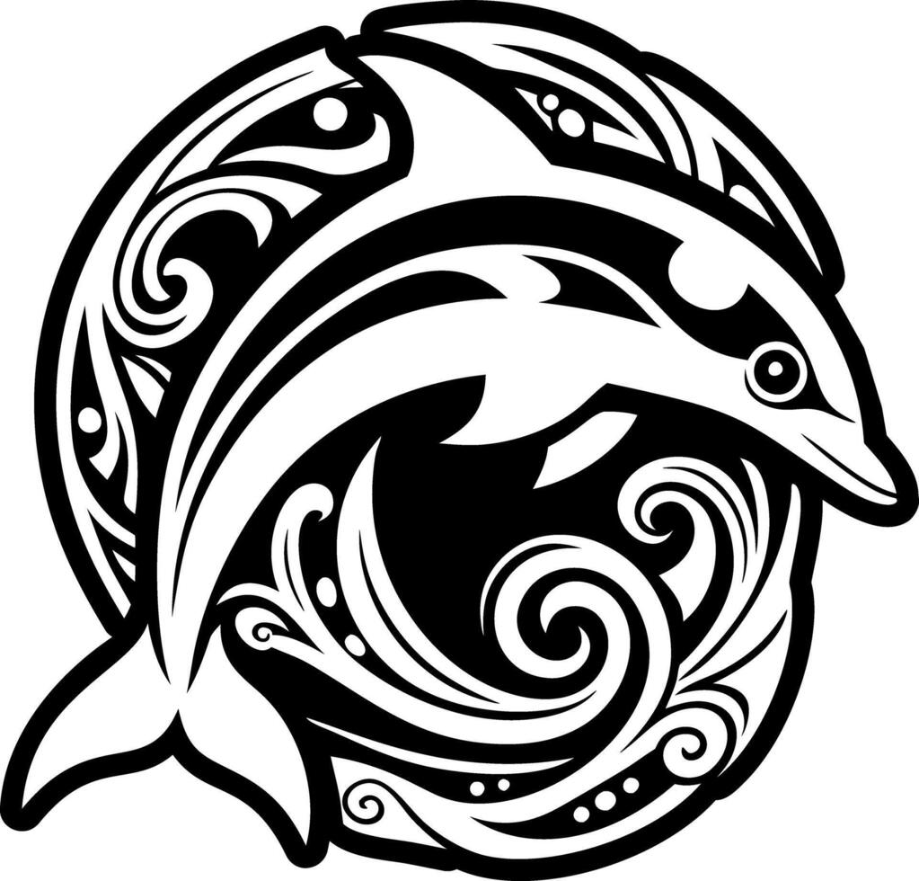 A filled style icon of dolphin jumping vector