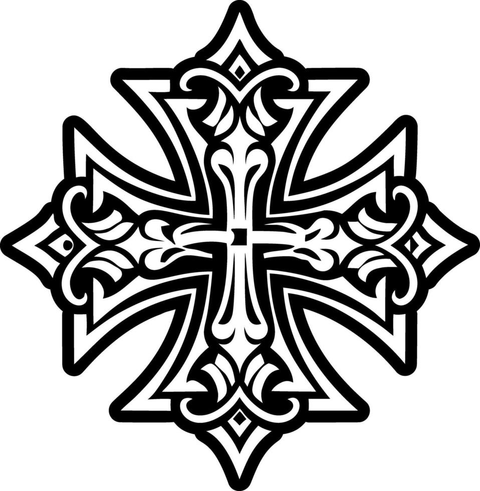 A glyph style icon of school cross tattoo vector