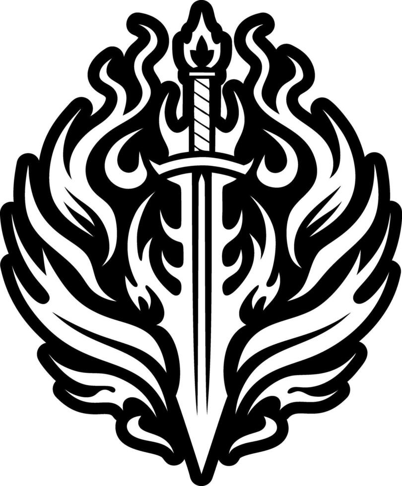 Flaming sword icon designed in solid style vector
