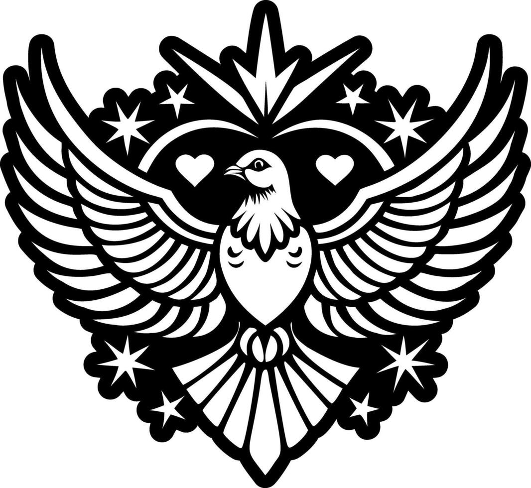 A filled style icon of dove tattoo vector