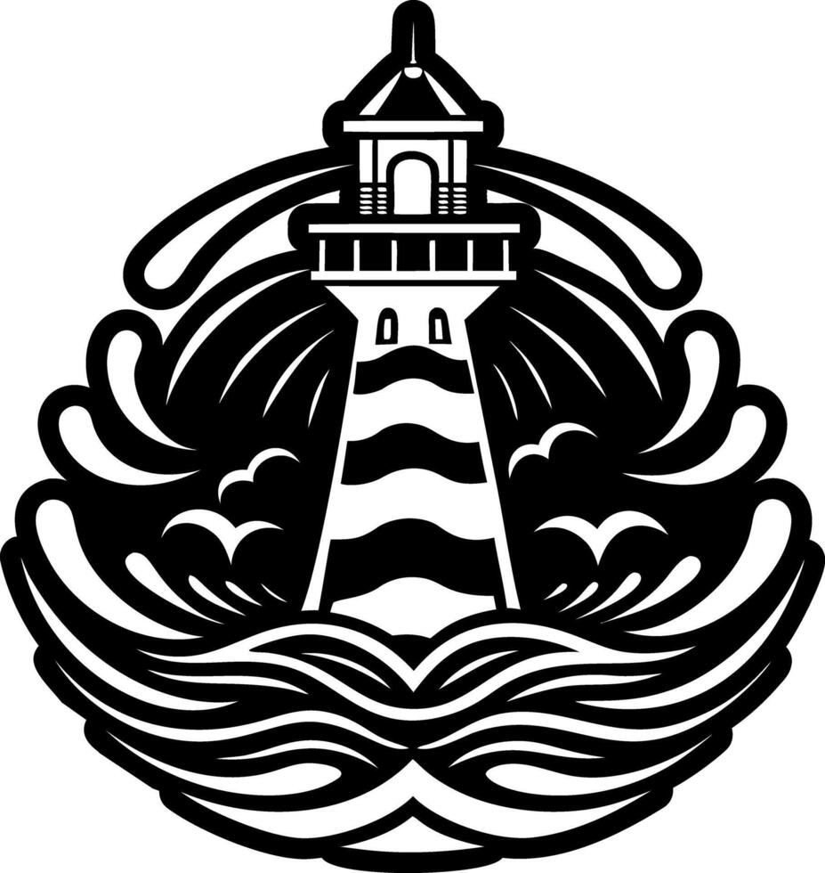 A filled style icon showing lighthouse tattoo vector