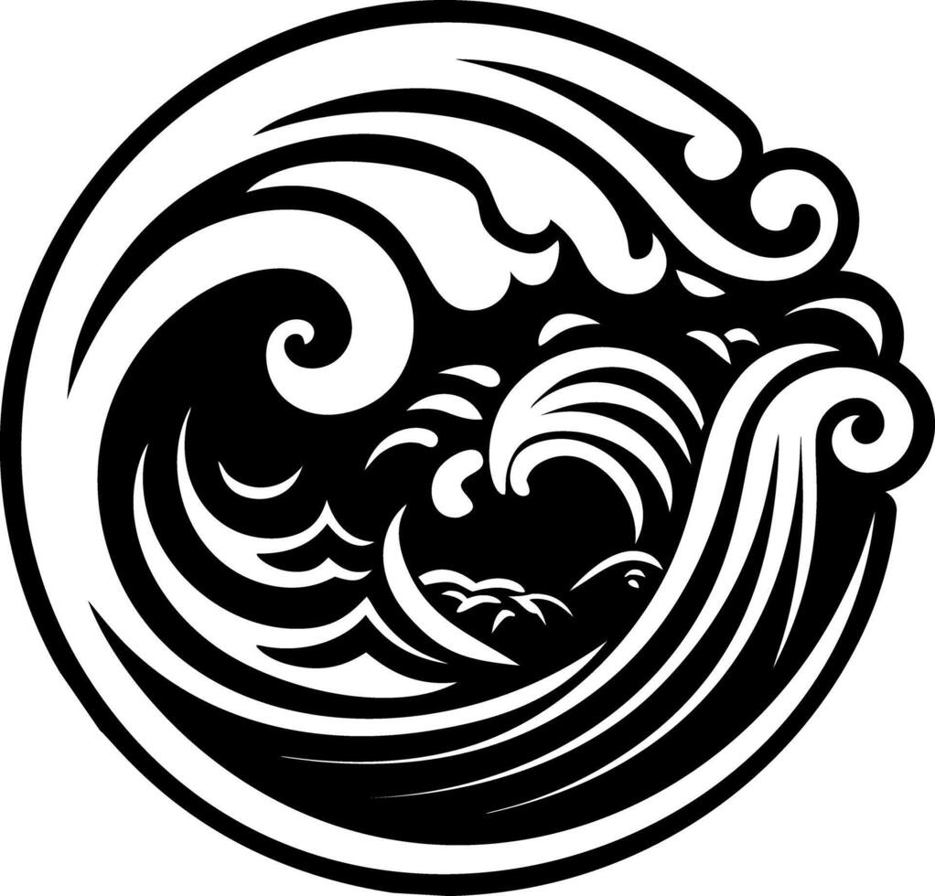 A solid icon of ocean waves tattoo vector