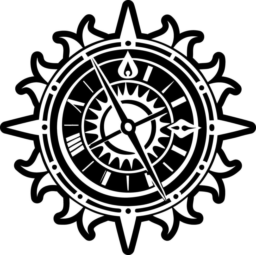 A filled style icon of sundial tattoo symbol vector