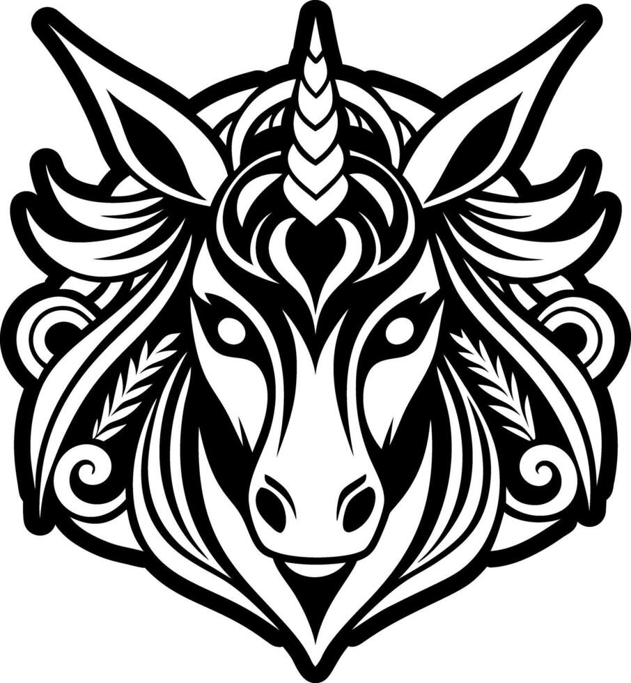 A filled style icon of unicorn head symbol vector