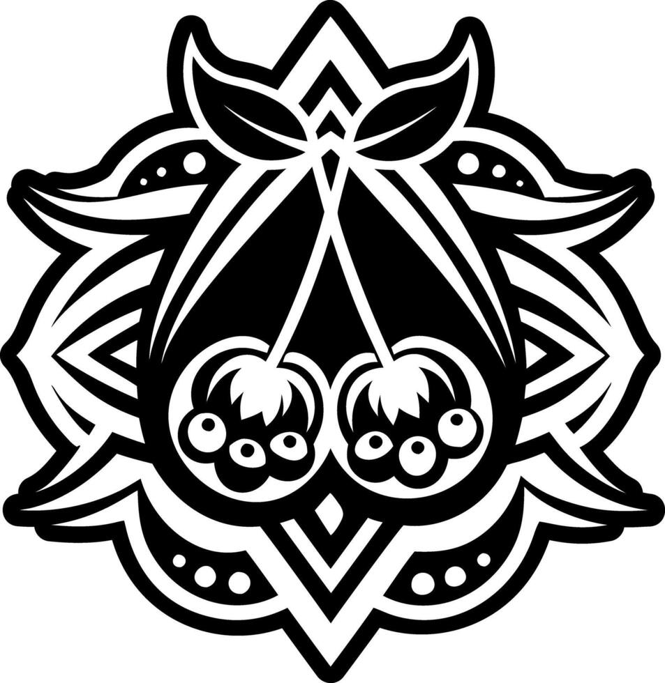 A solid style icon of cherries tattoo vector