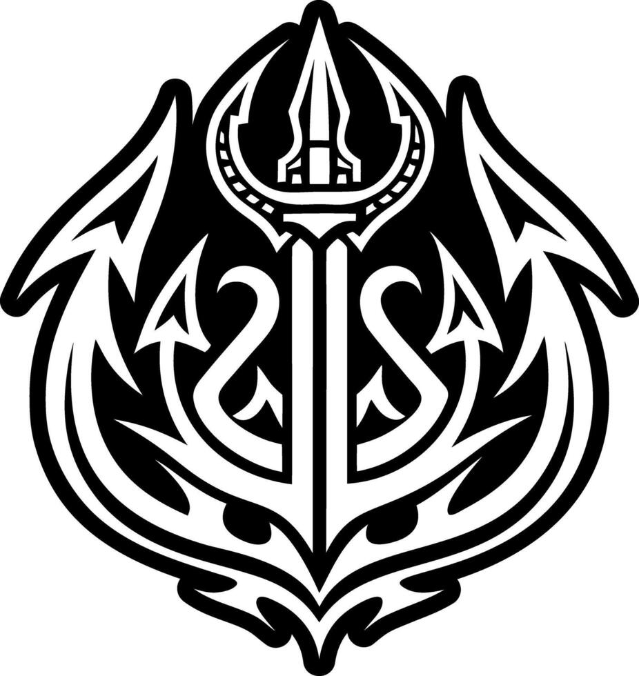 A solid style icon of trident weapon symbol vector