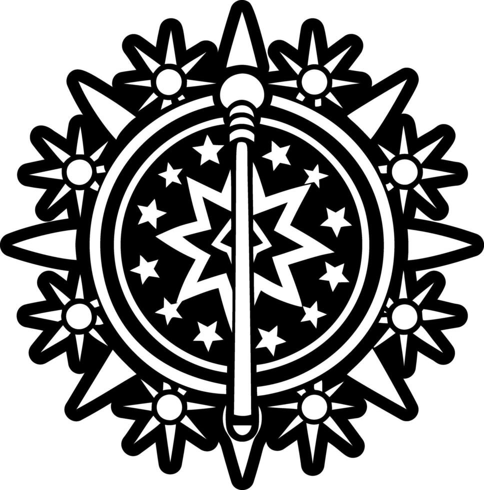 A filled style icon of magic wand tattoo vector