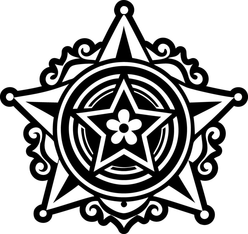 Sheriff star icon in filled style vector