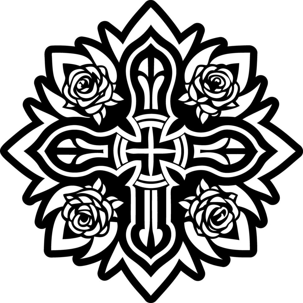 An icon of cross tattoo designed in solid style vector