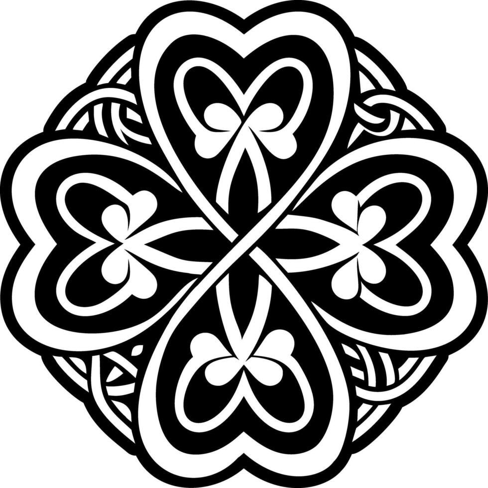 Solid style icon of clover tattoo vector