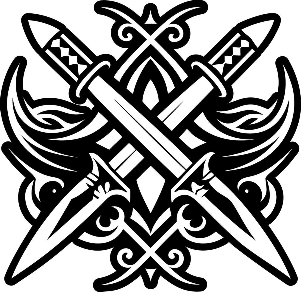 Solid style icon of crossed knives vector