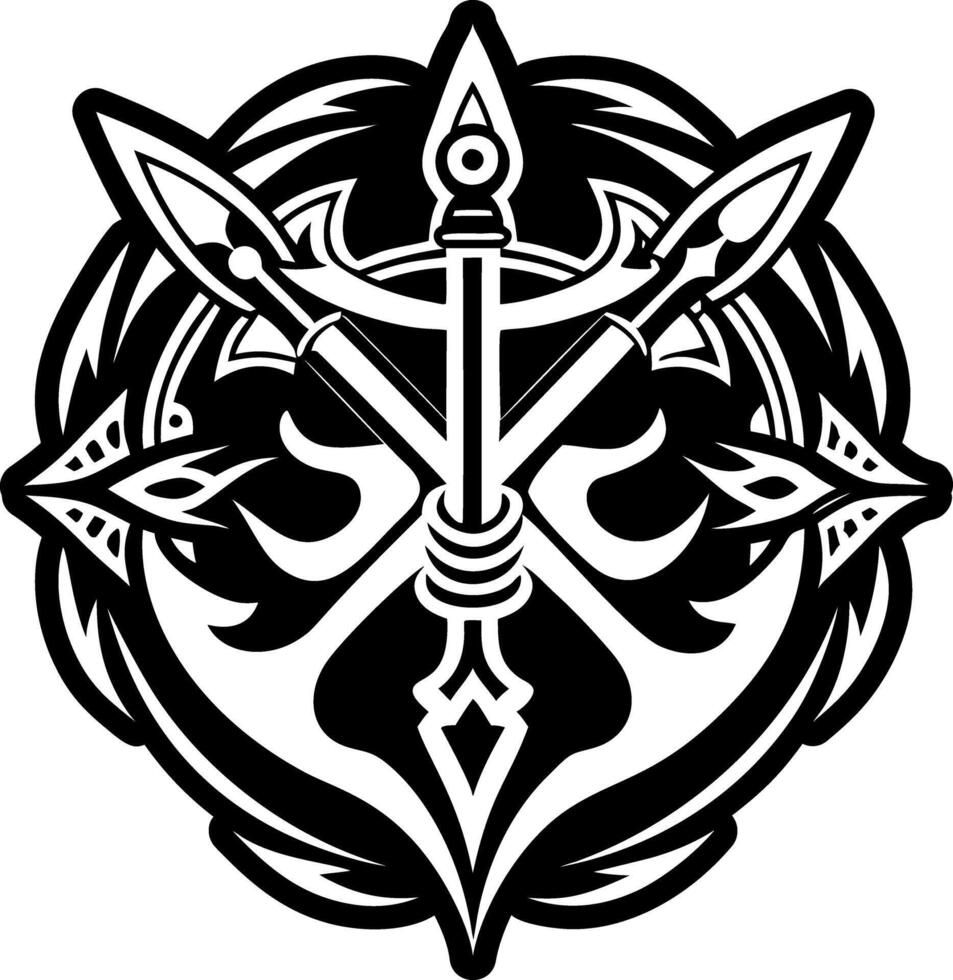 A filled style icon of harpoon tattoo vector