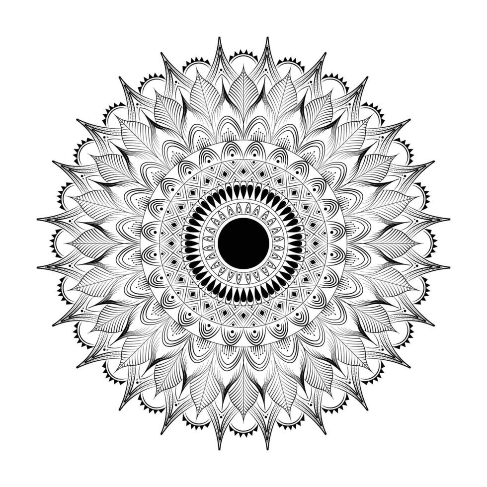 Abstract decorative line art mandala on white background vector