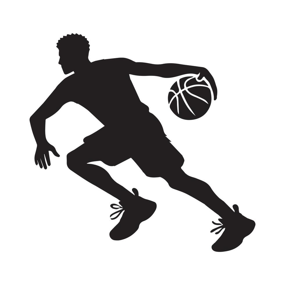 Dynamic Basketball Dribbling Silhouette vector