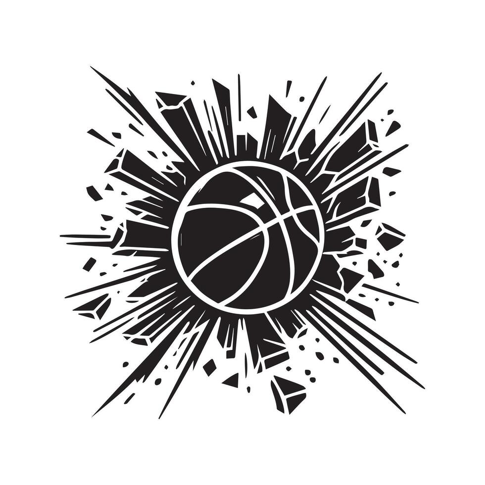Basketball with Explosive Splatter Design vector