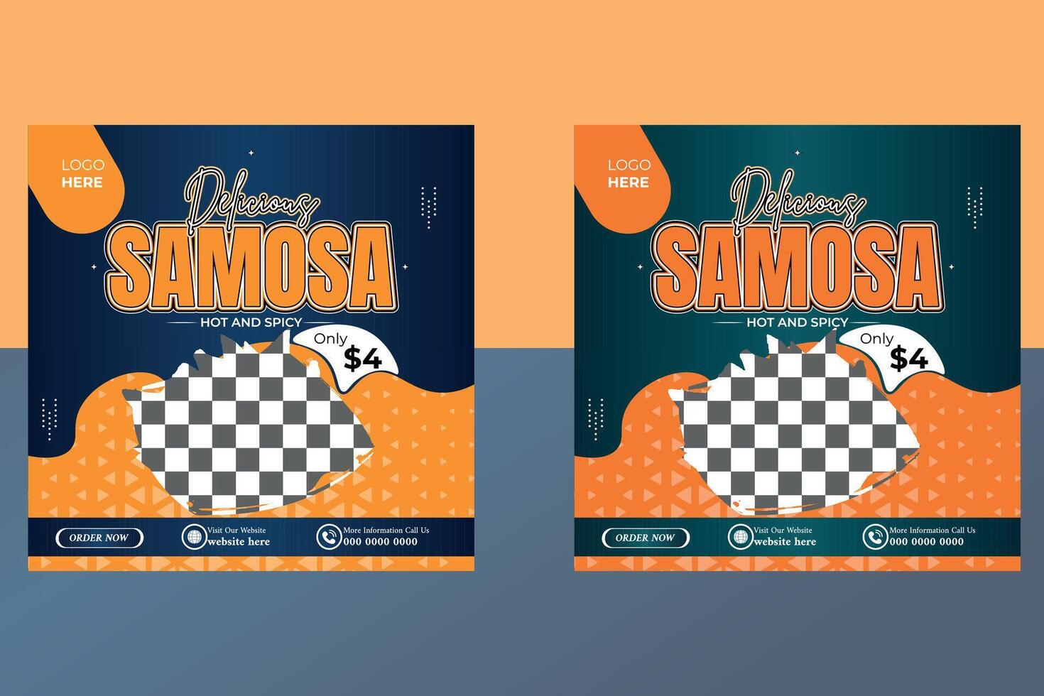 Modern Samosa Social Media Post Template Design vector