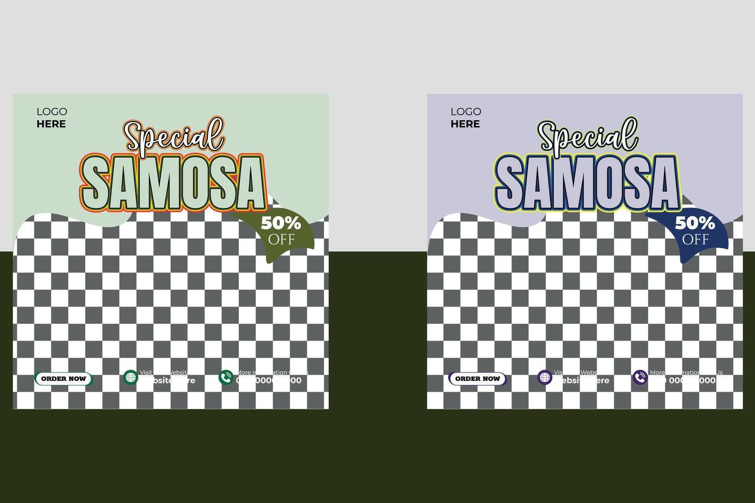 Creative Samosa Social Media Post Design Template vector